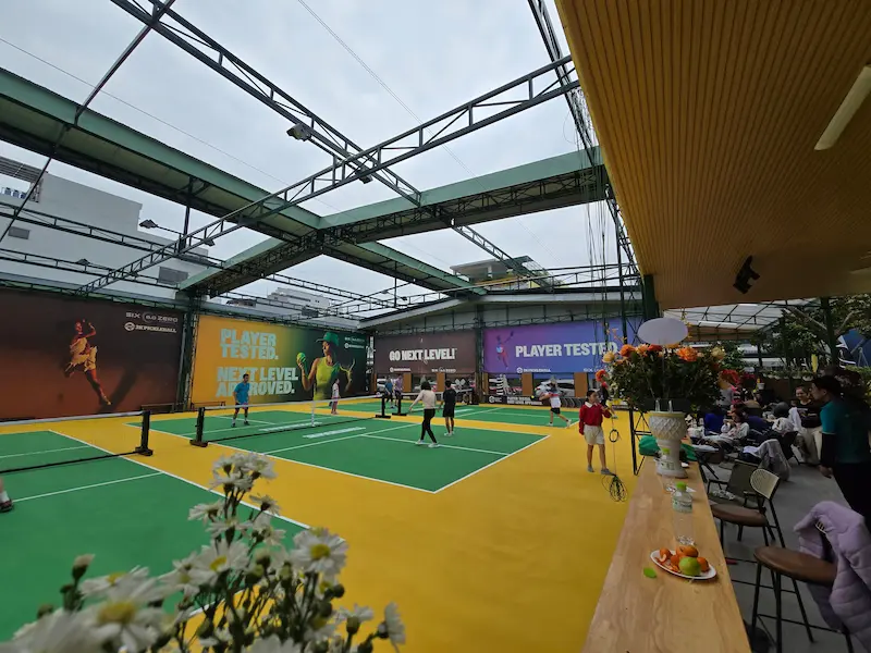 Cụm 3 sân pickleball 3K tại Hòa Cường, Đà Nẵng, nền asphalt và hệ thống chiếu sáng do AT SPORT thi công